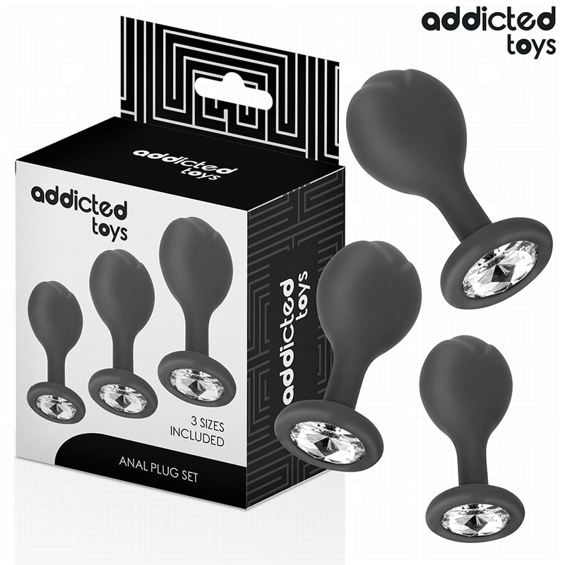 Lot de 3 plugs anaux bijou Addicted Toys