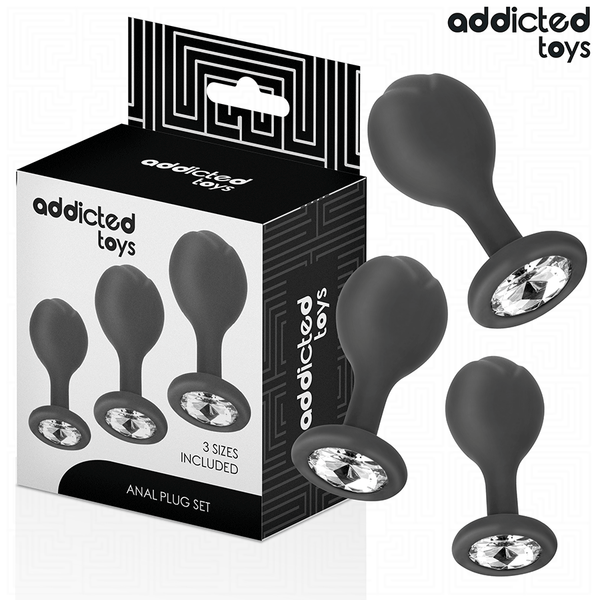 Lot de 3 plugs anaux bijou Addicted Toys